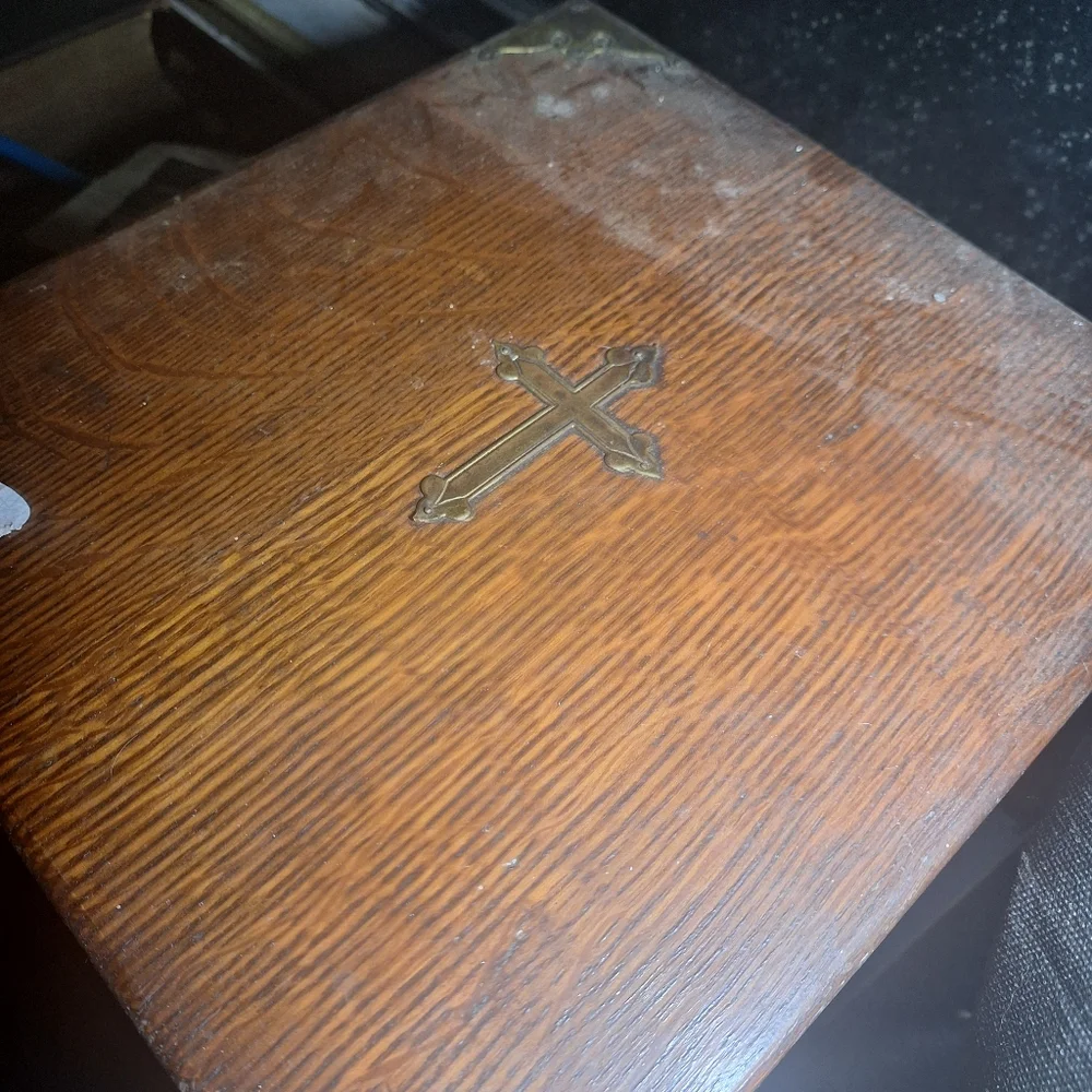 Cross with candles holders old